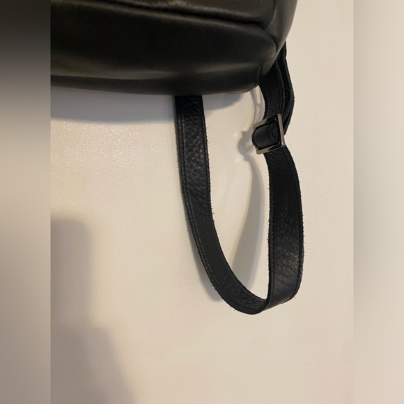 Hammitt Hunter Leather Black Gun Metal Sling Backpack Bag Logo Medium Pebbled